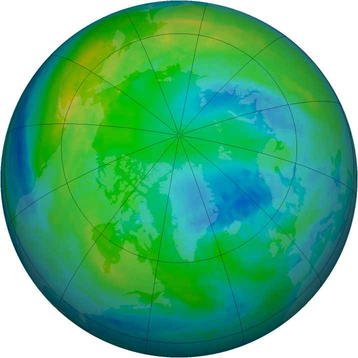 Arctic ozone map for 22 October 2001